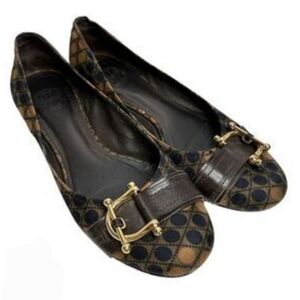 Tory Burch Noel Satin Polka Dot Print Horsebit Flats
